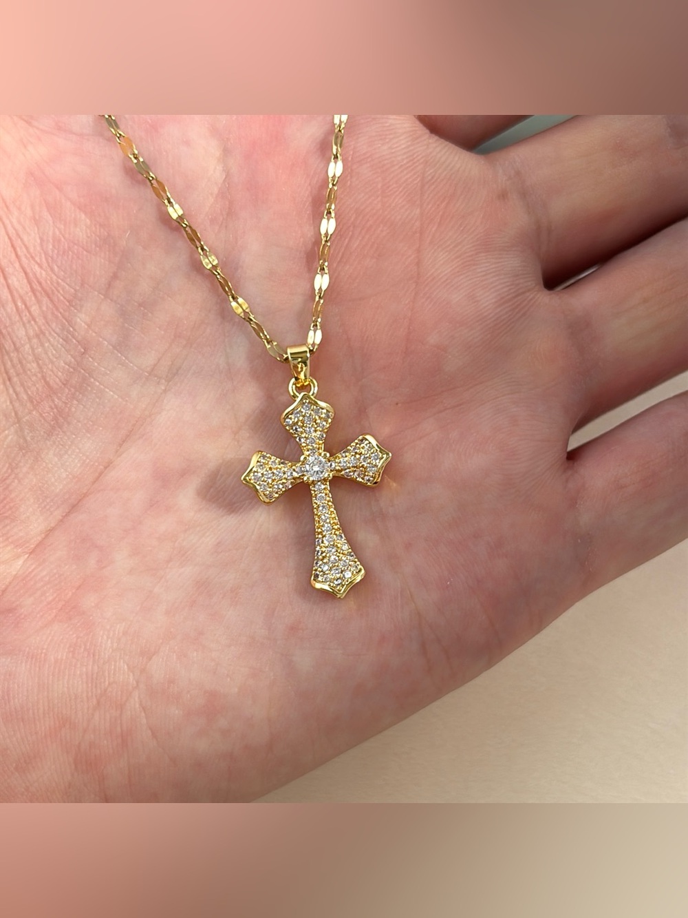 CZ Cross Pendant Necklace for Women - Picture 4 of 5